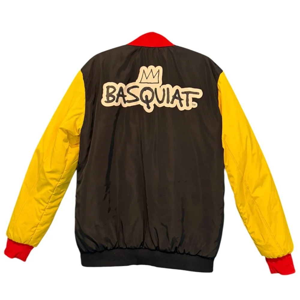 Reason Jean-Michel Basquiat Reversible Bomber Jacket Mens Medium Art Print Black